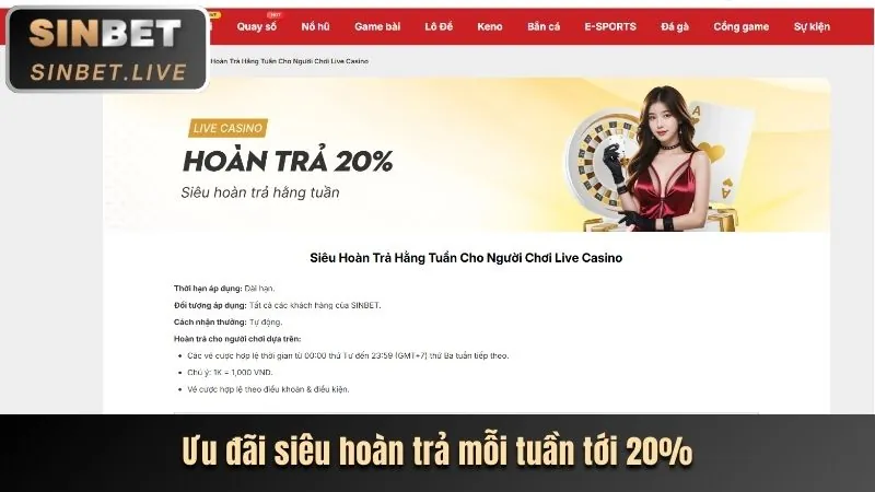 Ưu đãi hoàn trả Vina88